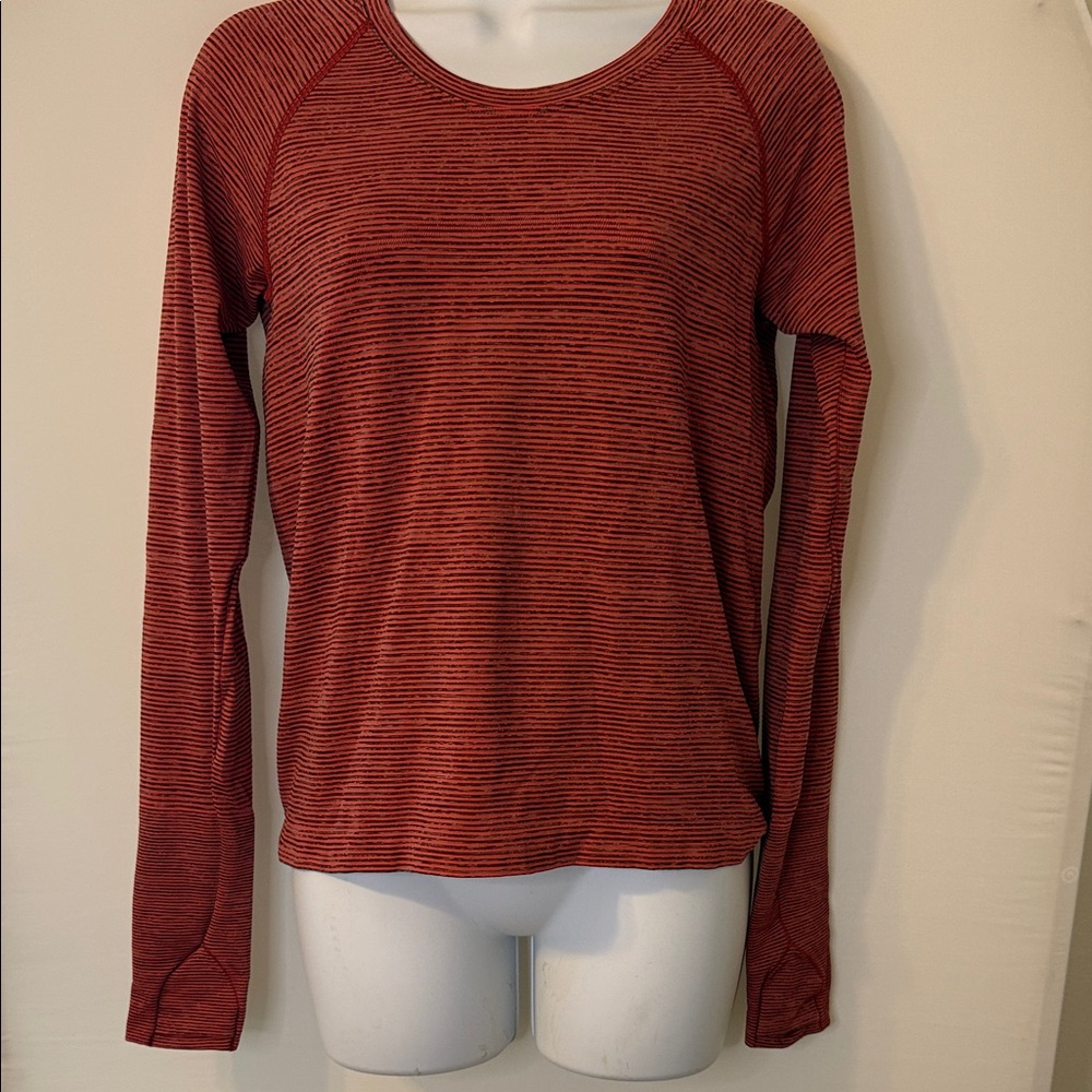 Lululemon Women's Red Striped Long Sleeve Top